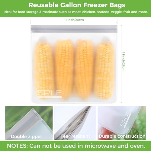 9 Pack Reusable Gallon Freezer Bags Dishwasher Safe (9 Pack-9 Gallon / Gray)