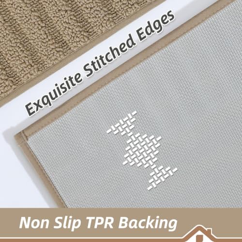 Kitchen Rugs Non Slip Washable 2PCS (Taupe / 20"x30"+20"x48" (Rectangular))