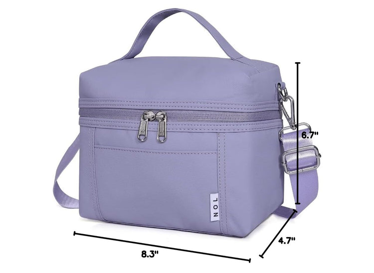 NOL Insulated Lunch Bags for Women Cooler Bag Lightweight Nylon Waterproof Lunch Box for Work (Light Purple / Small (4 Liters))