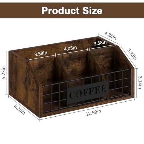 Coffee Station Organizer for Countertop (Iron Wire-Vintage Brown / 1 Tier)