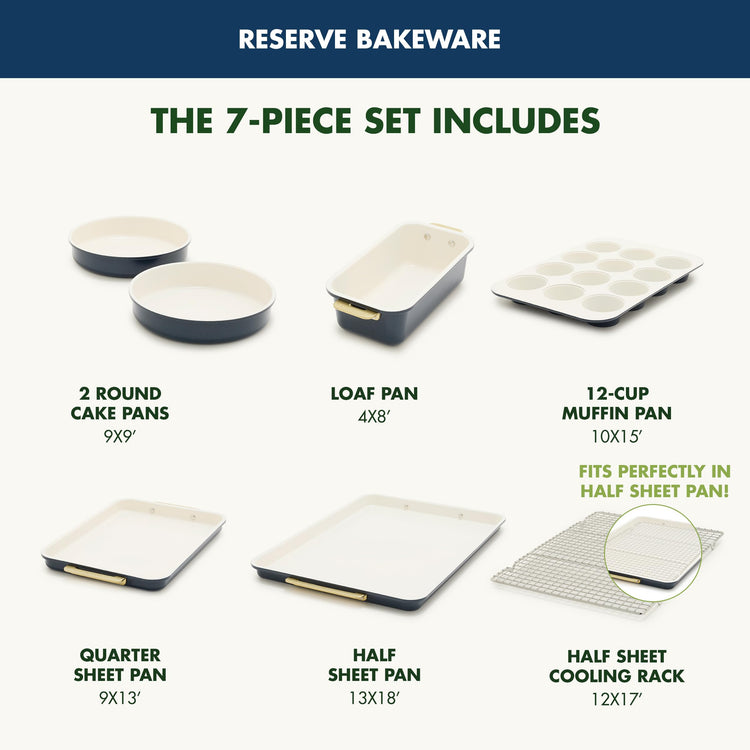 Bakeware Ceramic Nonstick 7 Piece Ovenware Set (7 Piece Bakeware Set / Oxford Blue)
