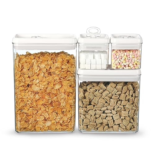 Flip Tite Storage Container with Lid 4" RECTANGULAR Air Tight Ring Flip Top (White / 4")