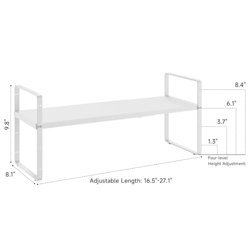 16.5~27.1" Expandable Shelf (White / 2Pcs // 8''W)