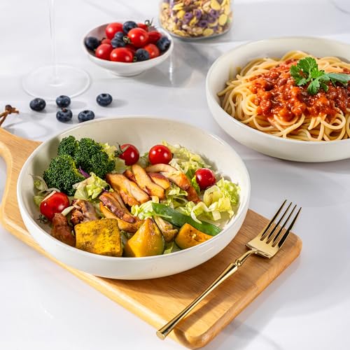 8.75'' Large Ceramic Pasta Bowls (Light Beige(8.75inch))
