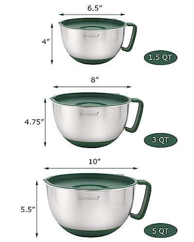 Stainless Steel Mixing Bowls Set with Lids (Green / 3 piece)