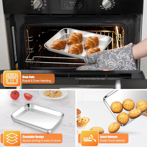 2 Pack 9x7 Inches Mini Stainless Steel Baking Sheet Set (9x7x1)