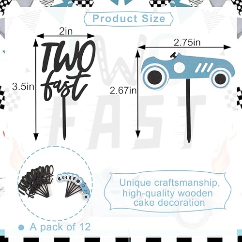 Wooden Two Fast Birthday Cupcake Topper (Two Fast Cake Topper)