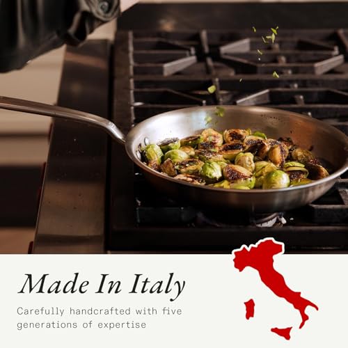 Cookware - 10-Inch Stainless Steel Frying Pan With Lid - 5 Ply Stainless Clad - Professional Cookware - Crafted in Italy - Induction Compatible (10" with Lid)