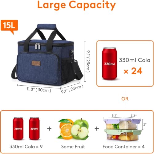 Insulated Lunch Box for Men (Dark Blue / Large(15L))