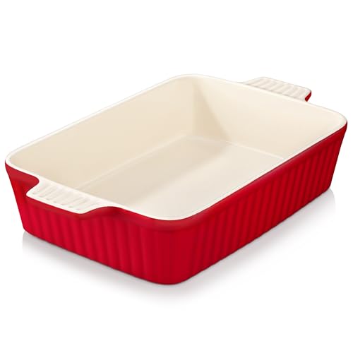 4.4 QT Ceramic Casserole Dishes for Oven (Red / 4.4 QT)