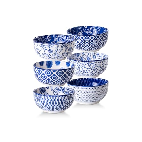 11 Oz Ceramic Small Dessert Bowls Set of 6 (Vintage Blue / 11oz)