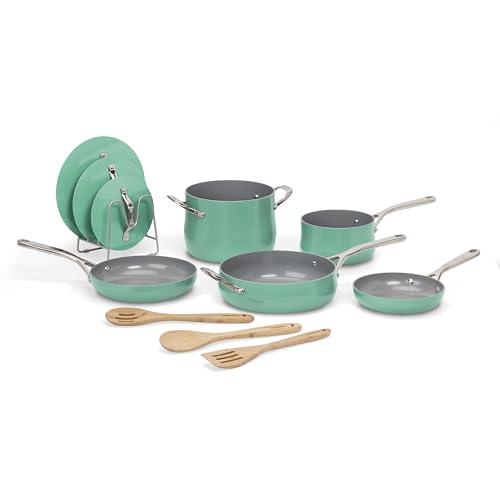 Ceramic Cookware Set (Teal / 12 Piece Set)