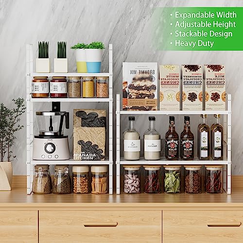 Expandable Cabinet Shelf (Smooth White / Large - 10.2"D - 2 Pack)