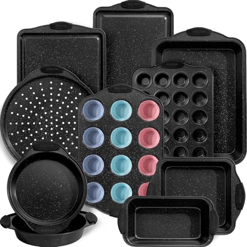22 PCS Nonstick Baking Pans Set (Black)