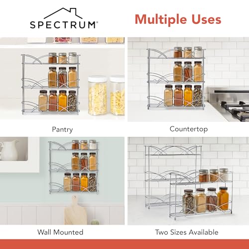 3 Tier Spice Rack Organizer Black Countertop Wire Shelf Spice Rack for Modern Kitchen Pantry Cabinet (3-Tier)