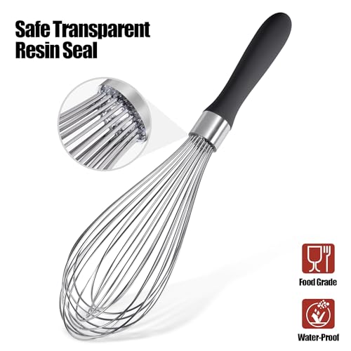 18 8 Stainless Steel Balloon Whisk for Cooking (L / Black)