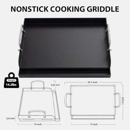 17 x 13 Ceramic Nonstick Flat Top Griddle for Gas Grill and Stove (17" x 13" x 2.6")