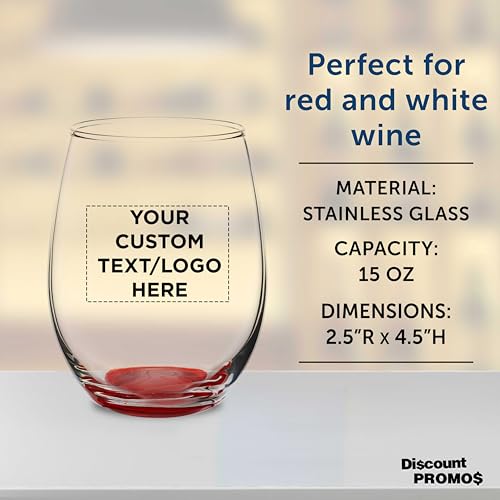 Custom Stemless Wine Glasses in Bulk by ARC Perfection (- Custom – Red / 10/50/100)