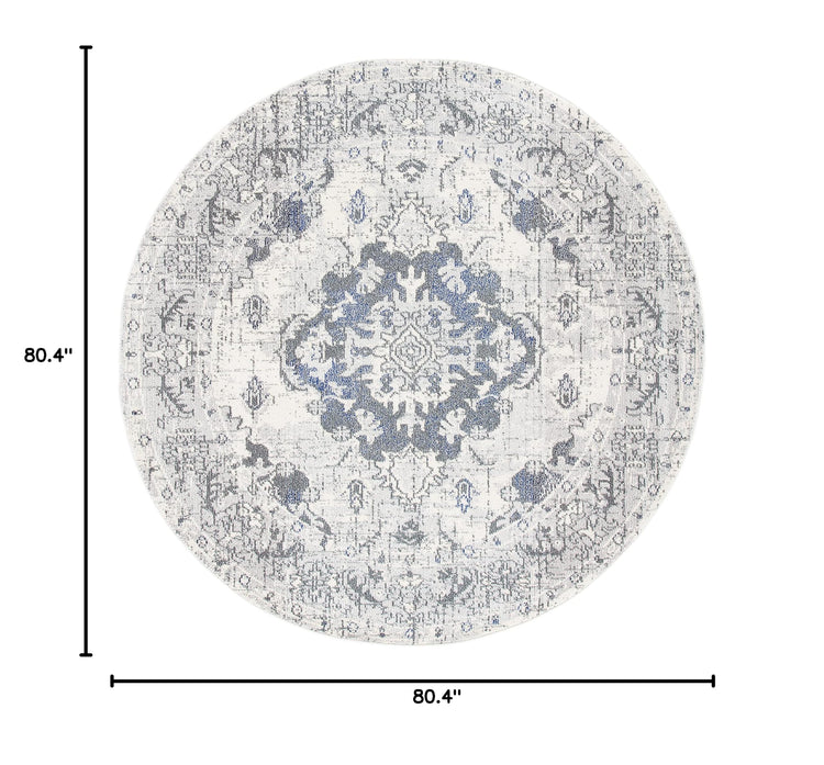 Monaco Round Rug 6'7" (6'7" (Round) / Ivory/Grey)