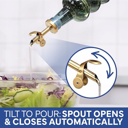 Glass Olive Oil Bottle Dispenser (Elegant Waves / Blue)