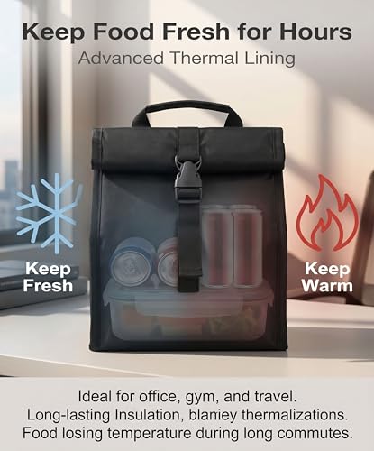 Insulated Foldable Lunch Bag (Black)
