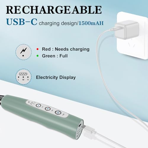 Milk Frother Wand Rechargeable Handheld Whisk Coffee 3 Speed Adjustable (Basic Frother / Morandi Green)