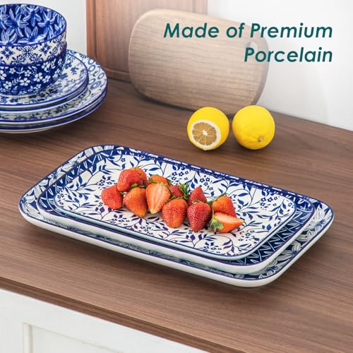 SELENE Porcelain Serving Platters Set of 3 (Vintage Blue A)