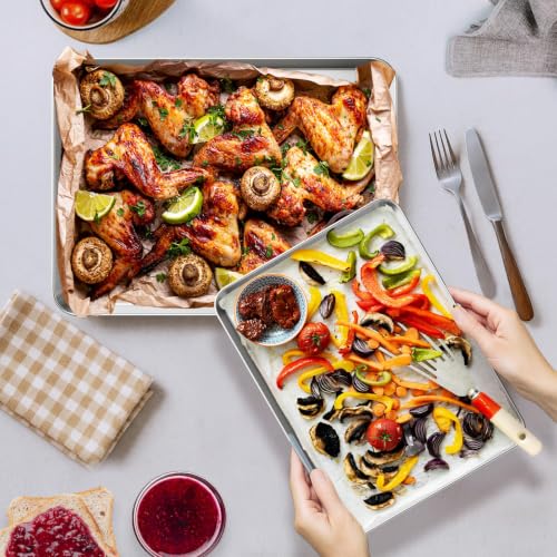 3 Pack Heavy Duty Stainless Steel Baking Sheet Set (Stainless Steel / 9/12/16)