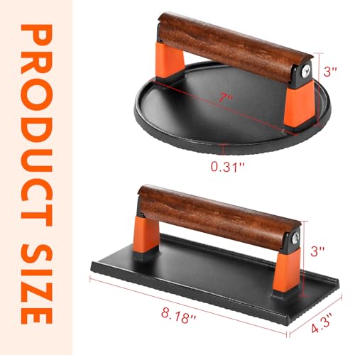 Cast Iron Burger Press Kit (Round and Rectangle)
