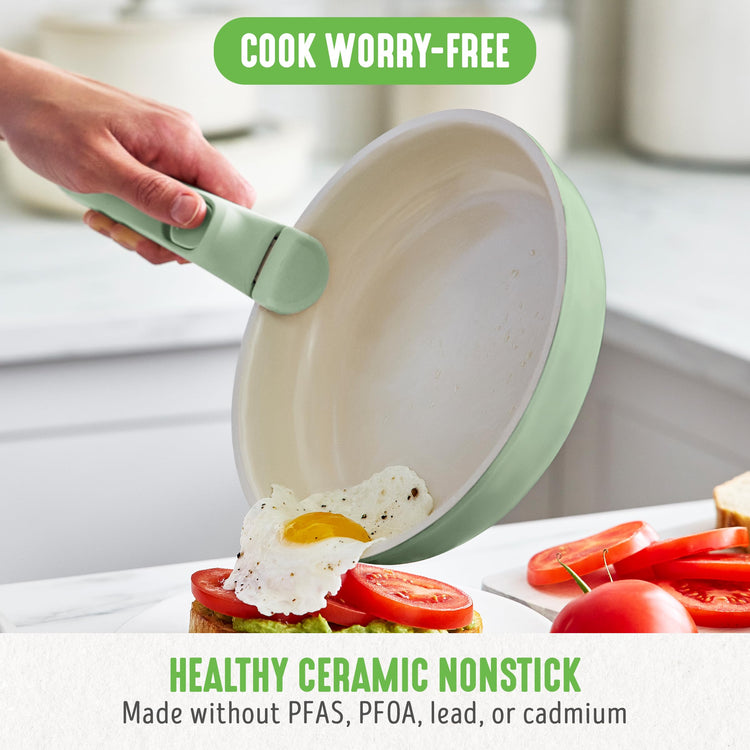 10 Piece Nonstick Pots & Pans Set (Sage Green)