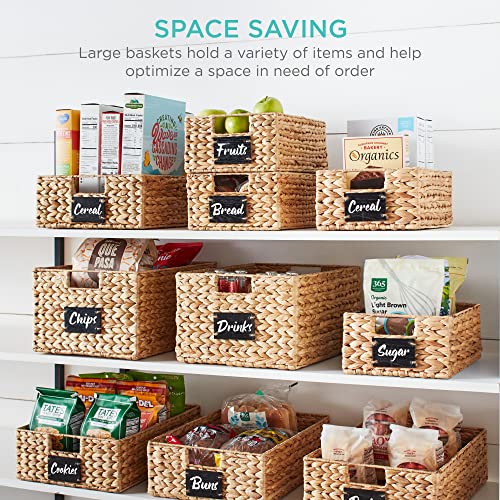 Pantry Baskets Set of 2 16x12in Water Hyacinth Storage Baskets (12x16x8in / Natural)
