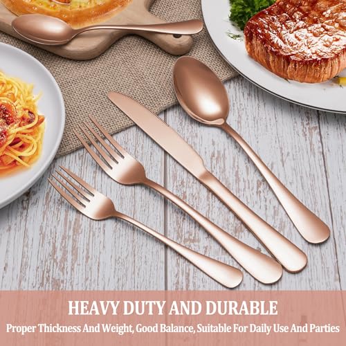 20 Pcs Rose Gold Silverware Set Service for 4 (Rose Gold)