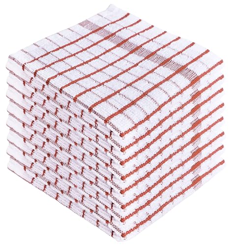 Kitchen Dish Cloths Set of 8 (Rust / 12 x 12 Inches - Set of 8)