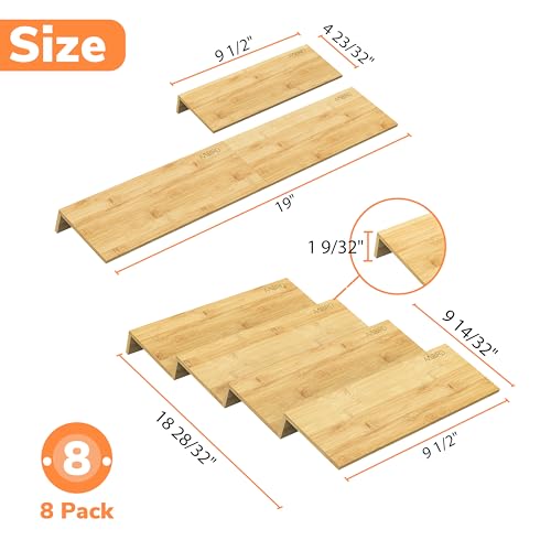 Bamboo Spice Drawer Organizer with Non (8 Pcs x 9.5'' W / Natural)