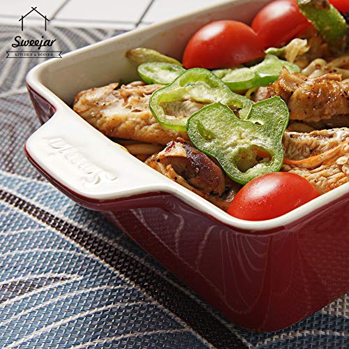 Sweejar Ceramic Baking Dish (Red / Rectangle 6.5 x 4.9IN)