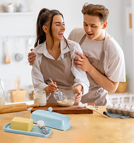 Ceramic Butter Dish with Lid for Countertop (Lake Blue)