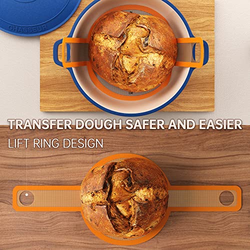 GUYGUYDREMAT Bread Sling for Dutch Oven (20.8"L x 8.3"W / Brown Mat with Orange Border)