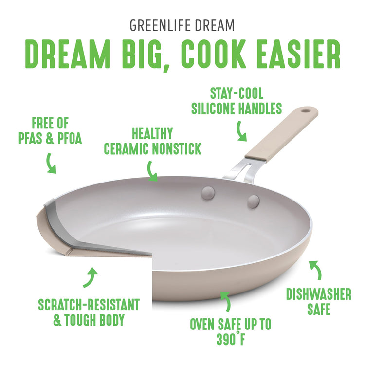 8” & 10” 2 Piece Nonstick Ceramic Frying Pan Set (8" & 10" Frying Pan Set / Taupe)