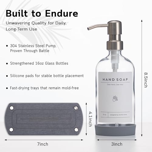 Luxury] Kitchen Soap Dispenser Set (Transparent Bottle + Silver Pump)
