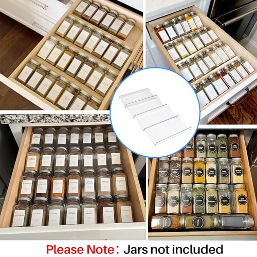 Clear Spice Drawer Organizer (4 pcs, 9" Width)