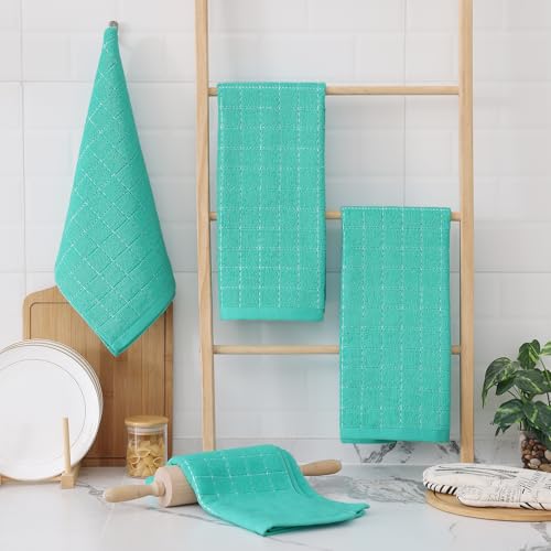 100% Cotton Terry Kitchen Towels (Turquoise / 13 X 28 - 6 Pack)