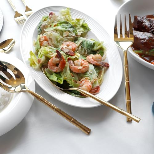 Gold Silverware Set with Serving Utensil Set 45 (Gold / 45 pcs)