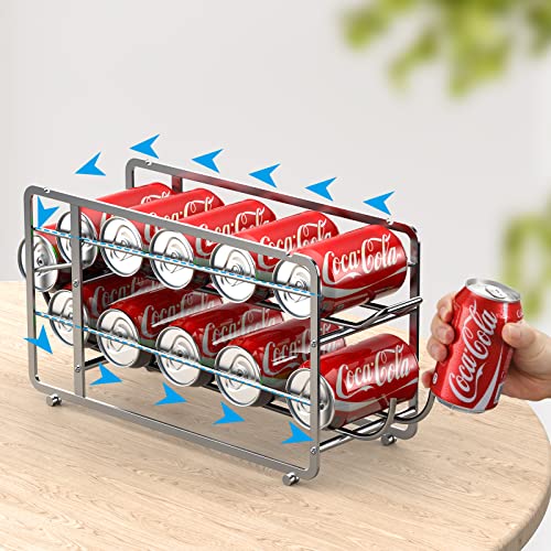 Soda Can Organizer Storage Rack (Silver)
