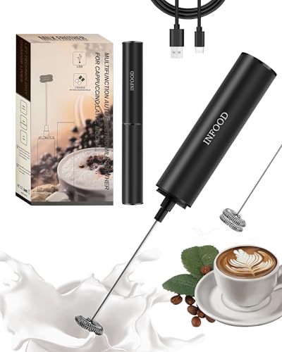 Rechargeable Milk Frother with Cover (Black)