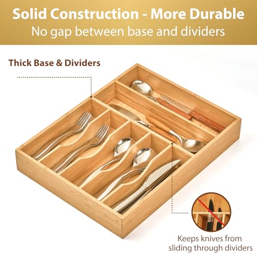 Bamboo Kitchen Drawer Organizer (13 x 17 Inch (7 Slots))