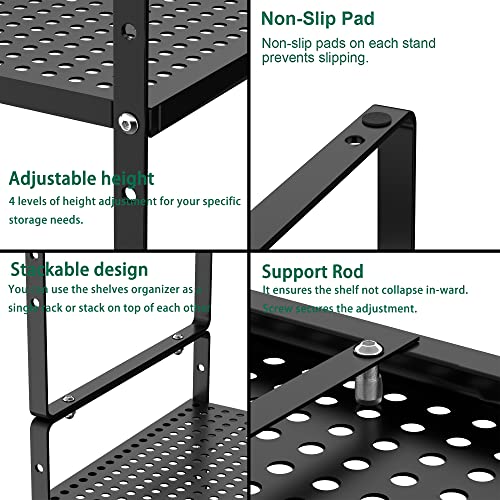 Large Expandable Cabinet Storage Shelf Organizer Rack (10.2" Width - 1 Pack / Black)