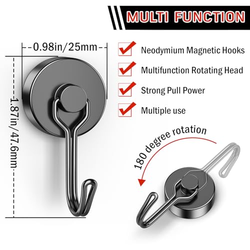 Strong Magnet Hooks (Black / 0.98in)