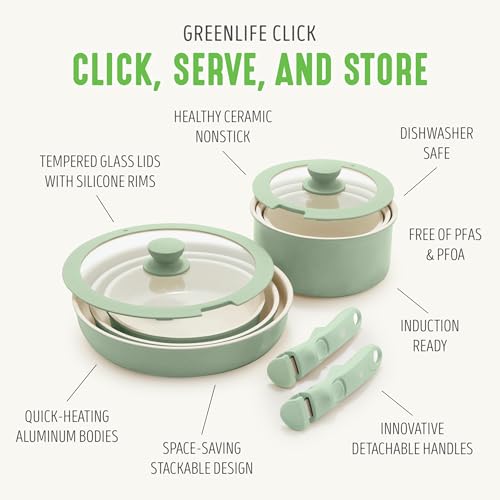 10 Piece Nonstick Pots & Pans Set (Sage Green)