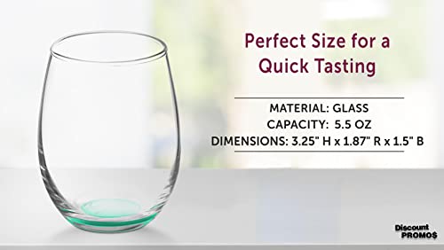 Stemless Wine Glasses by ARC 5.5 oz. Set of 12 (Blank - Green / 12 Glasses)