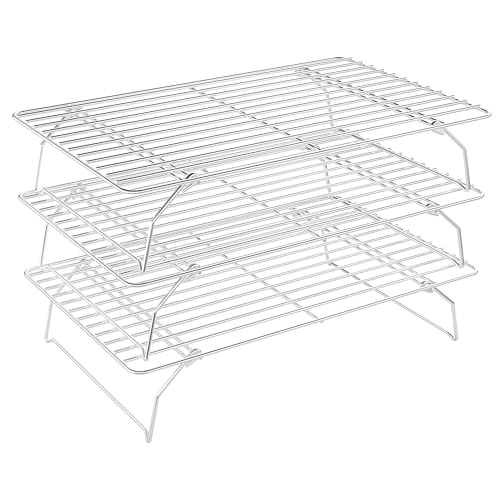 3 Tier Stackable Cooling Rack for Batch Cooling (10''x15.8''-3Tier / Silver)